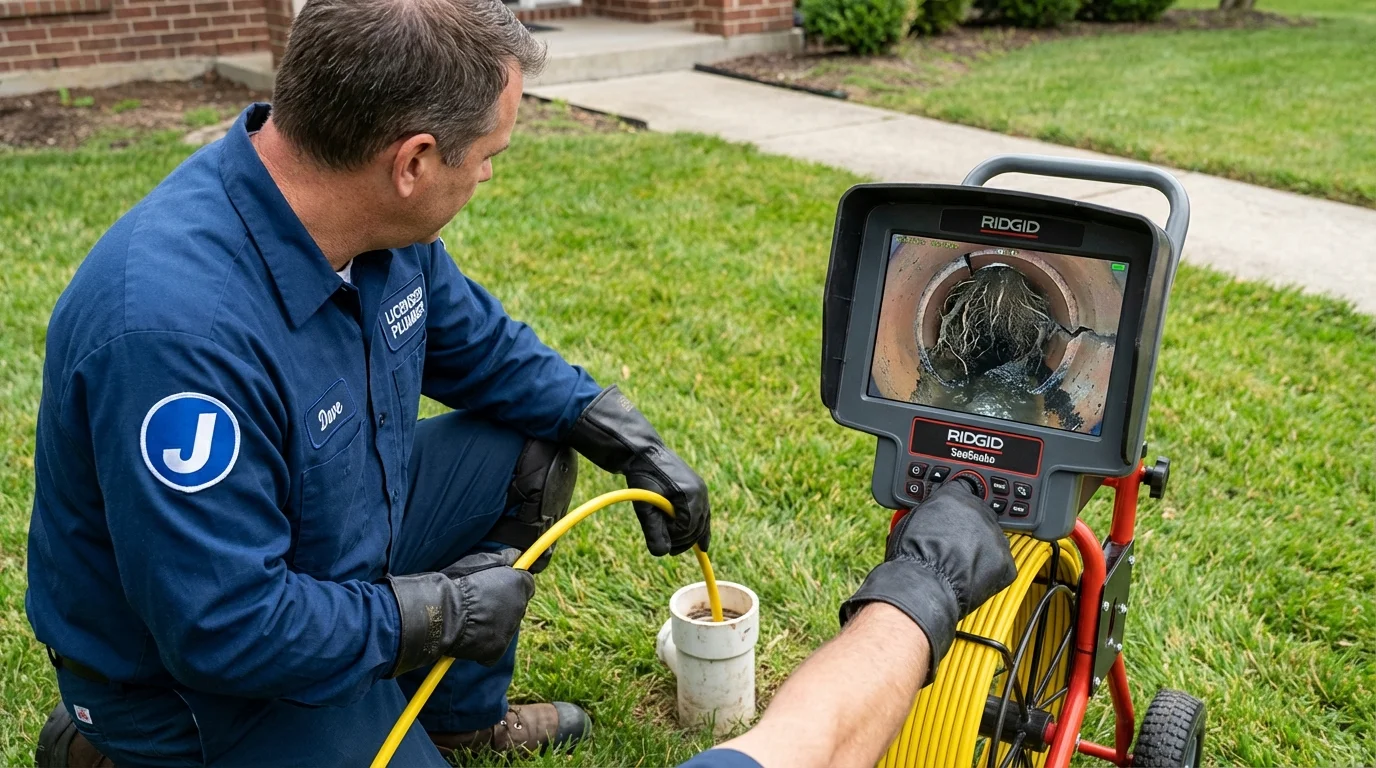 Sewer camera inspection being performed by Johns Plumbing LLC in Ripon