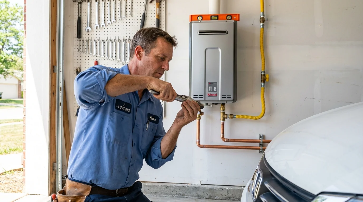 Tankless water heater installation by a Johns Plumbing LLC plumber in Ripon